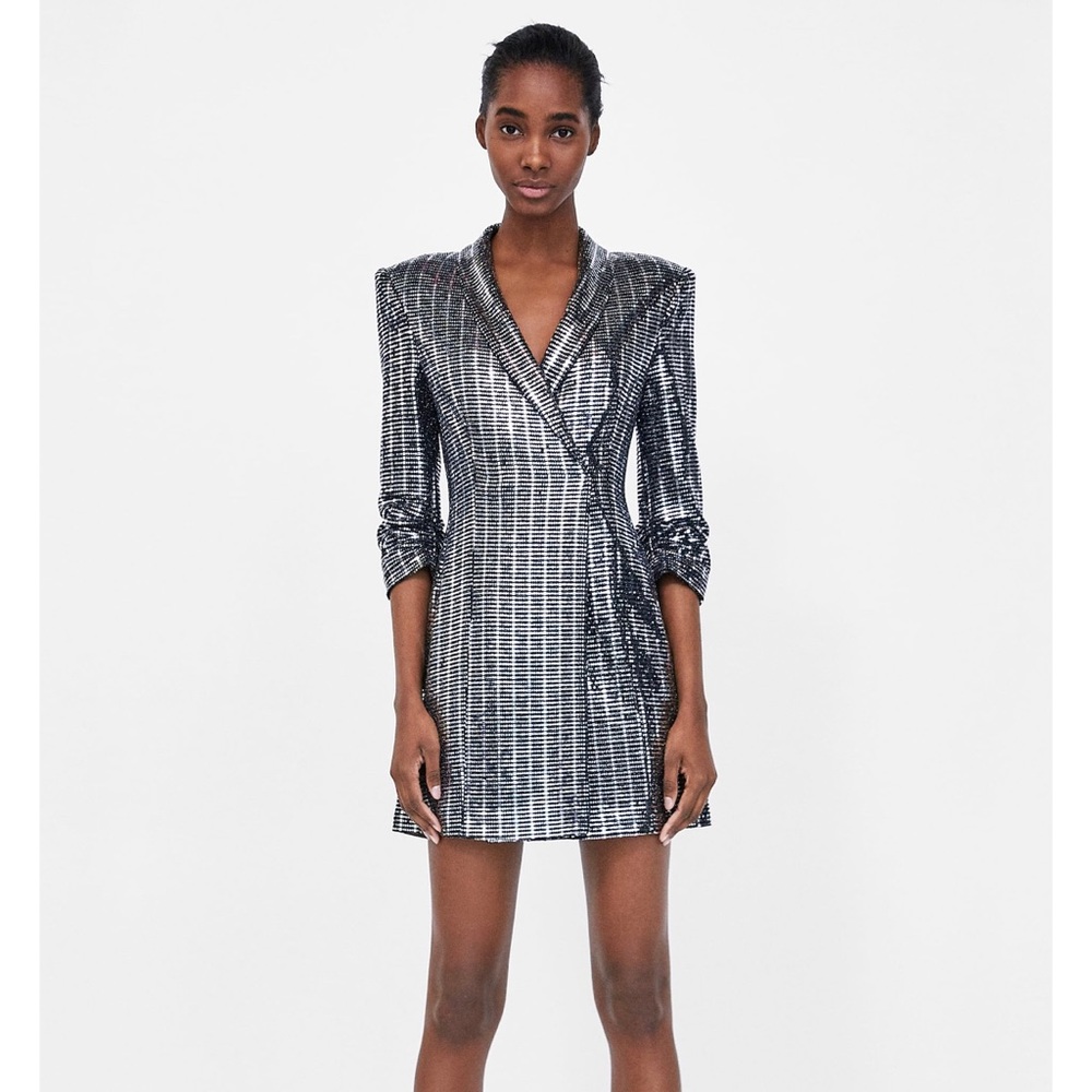 Zara Silver Blazer Dress